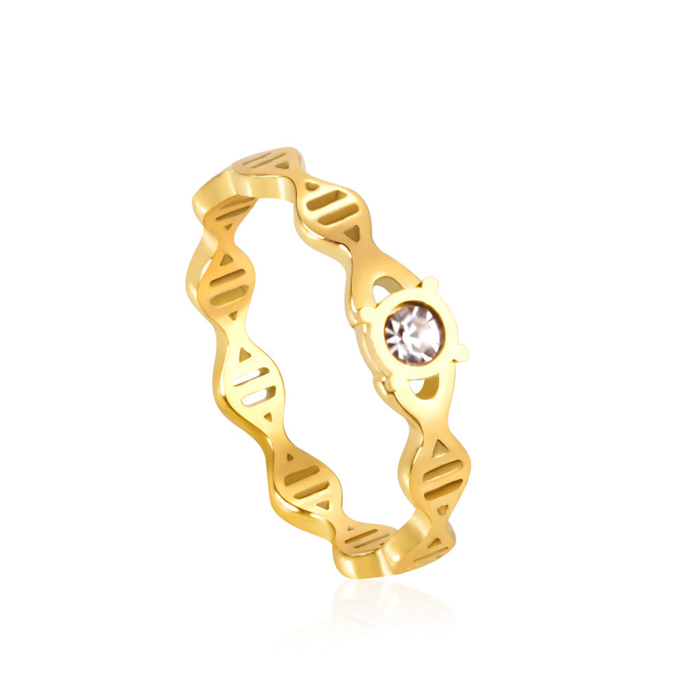 Stainless steel ring inlaid with CZ diamond personalized design sense ring asonjewelry